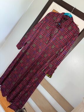 Natori Long Geometric Print. Caftan Sz Med